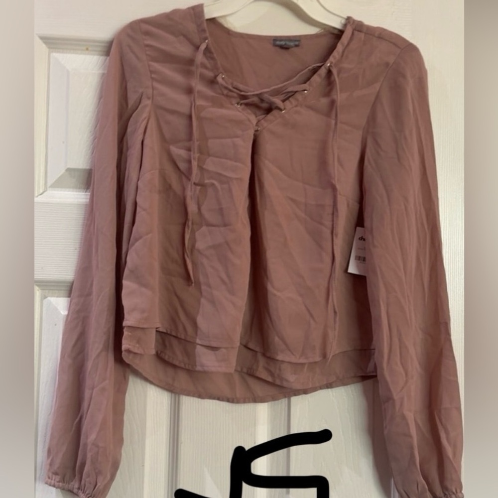 Charlotte Russe Dusty Pink Long Sleeve Blouse